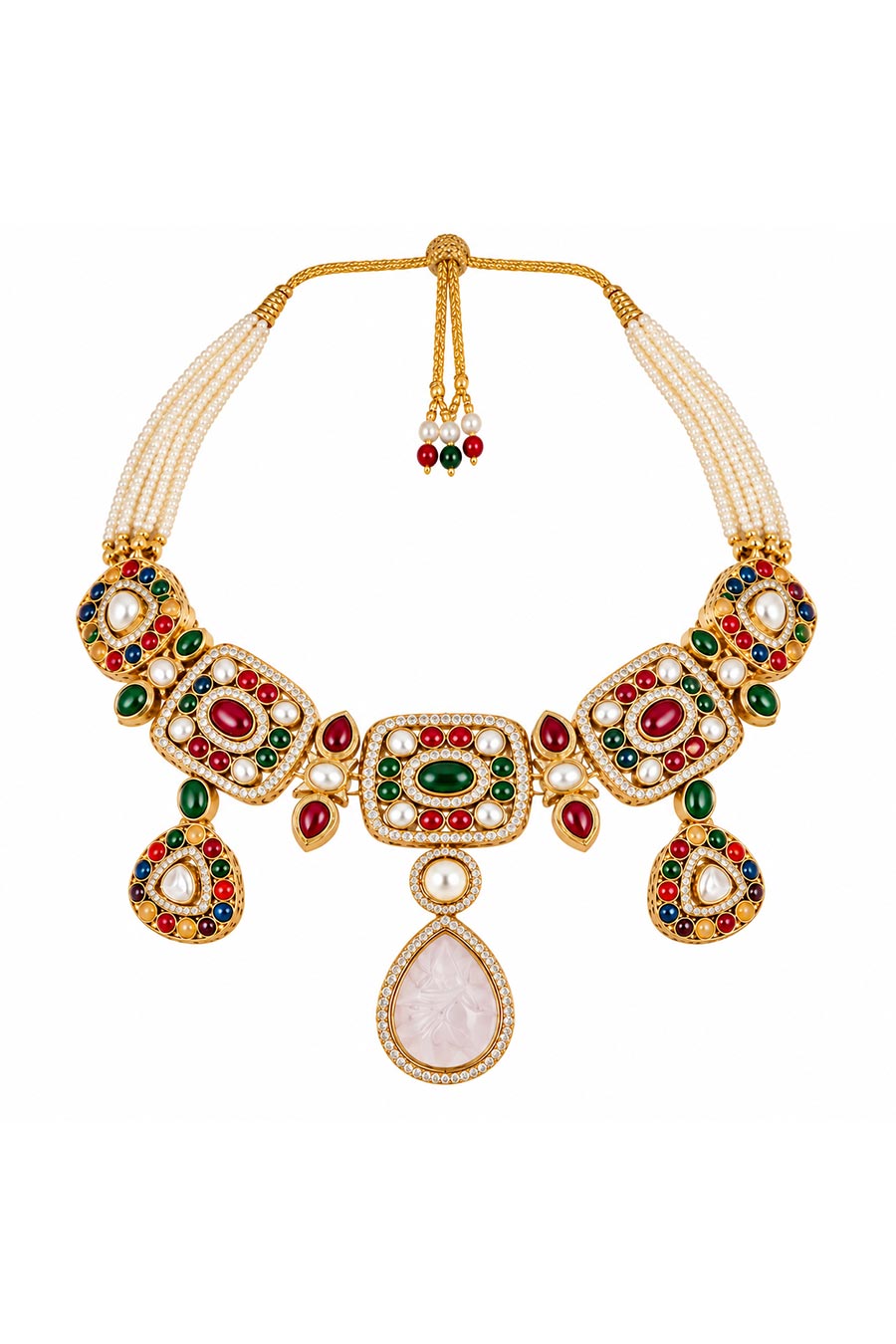 Multicolour Semi-Precious Stone Necklace & Earrings Set