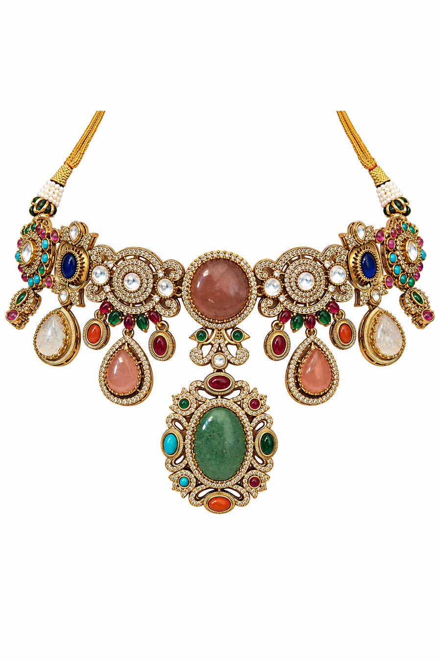 Multicolour Semi-Precious Stone Necklace & Earrings Set