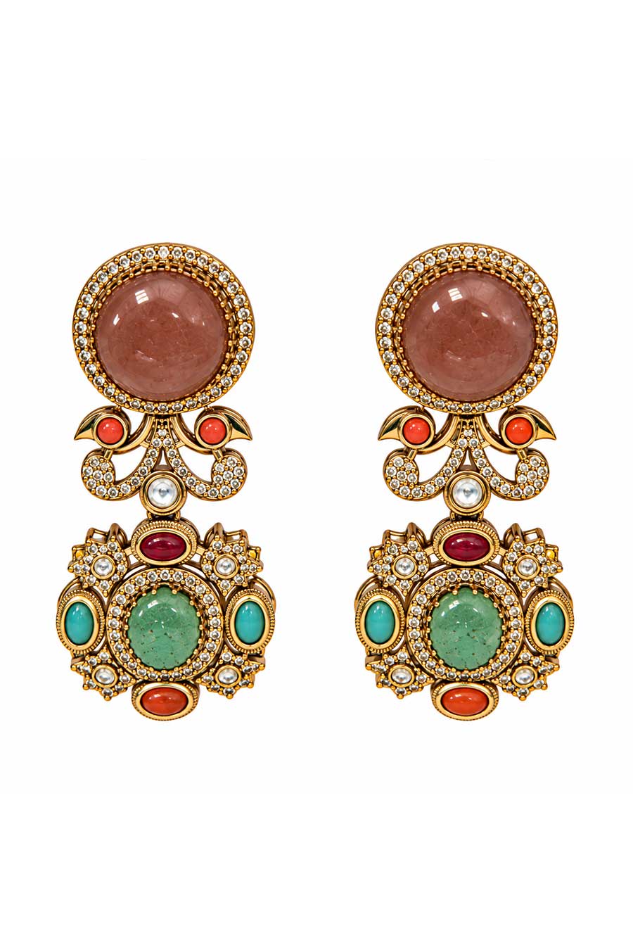 Multicolour Semi-Precious Stone Necklace & Earrings Set