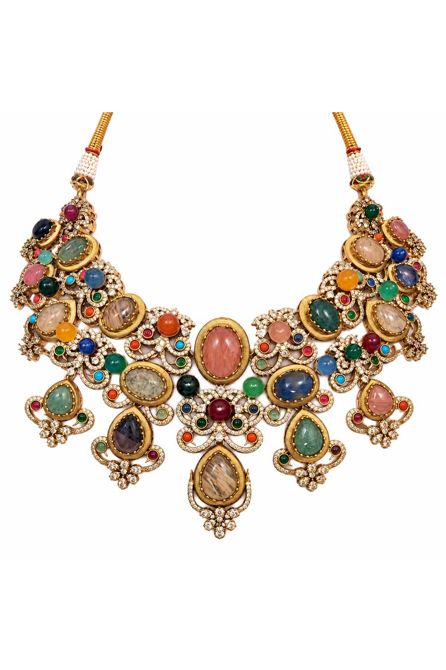Multicolour Semi-Precious Stone Necklace & Earrings Set