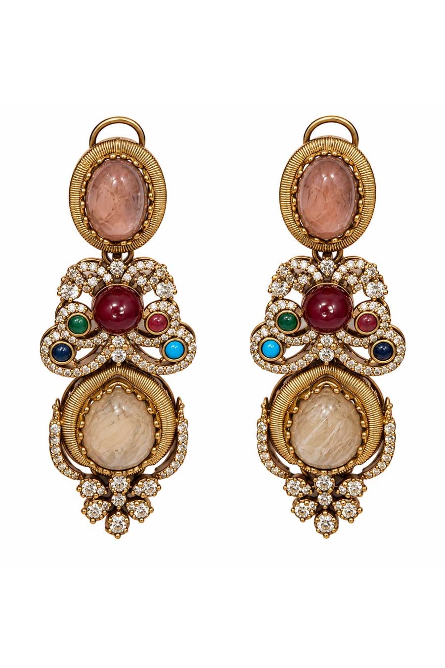 Multicolour Semi-Precious Stone Necklace & Earrings Set