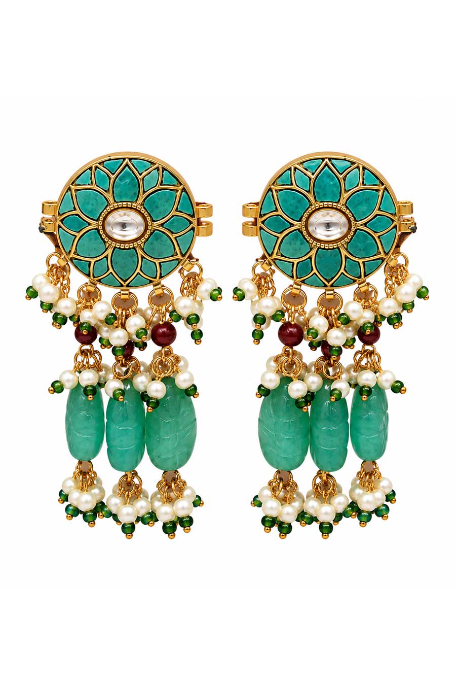 Turquoise Floral Beaded Necklace & Earrings Set