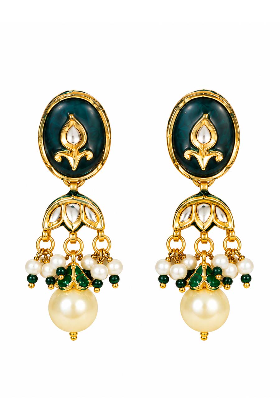 Navratna Kundan Pearl Choker Necklace & Earrings Set