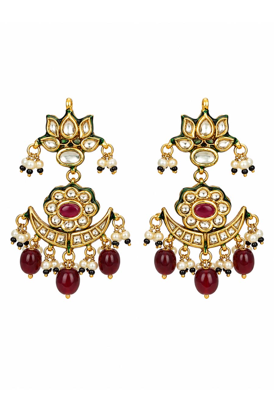 Ruby Kundan Beaded Choker Necklace & Earrings Set