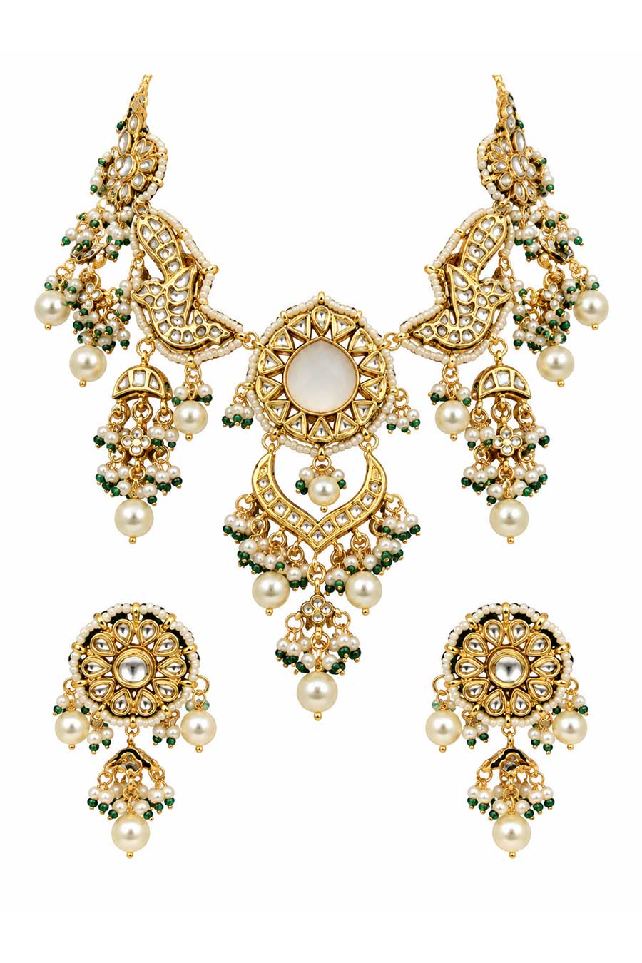 Kundan Pearl Necklace & Earrings Set
