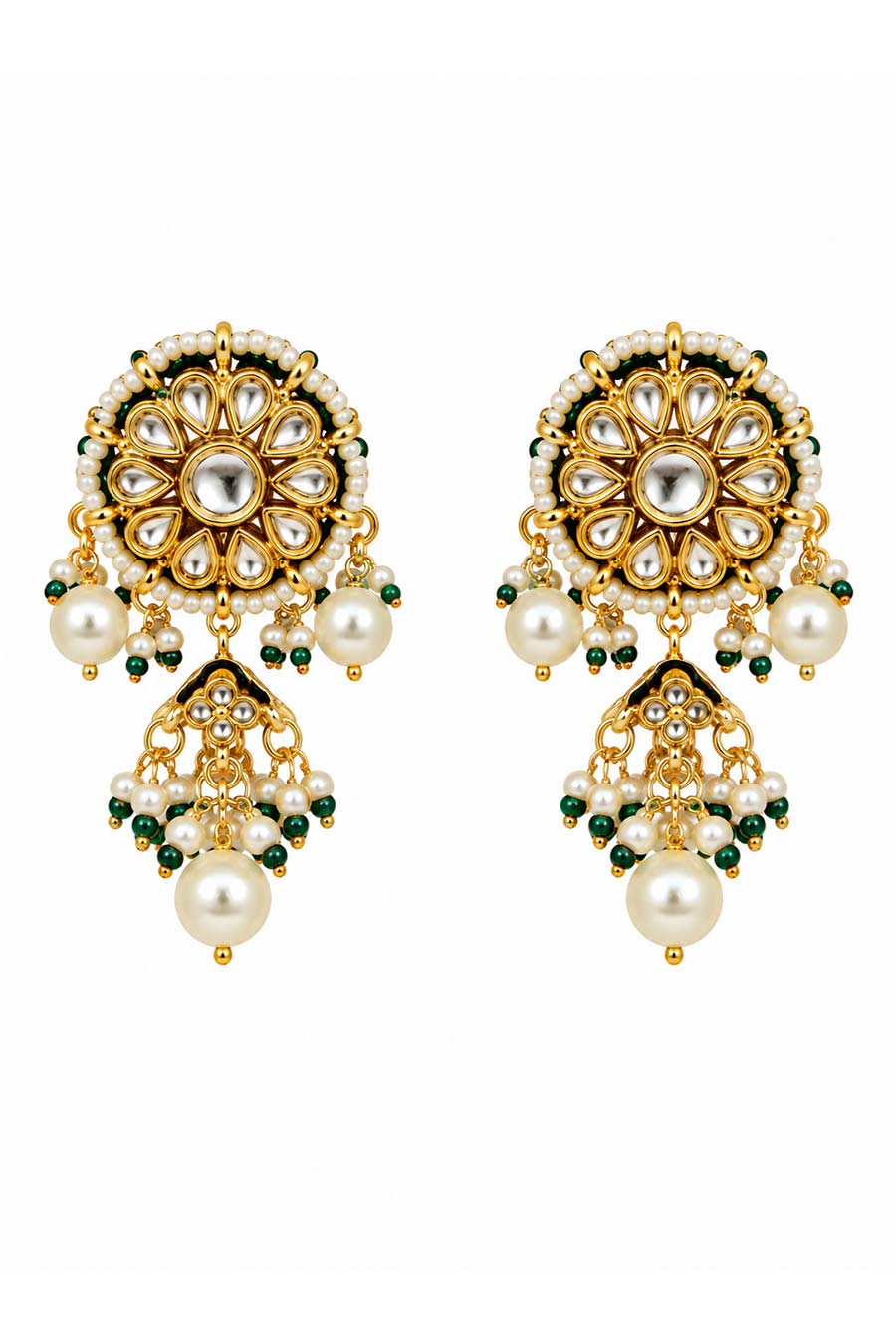 Kundan Pearl Necklace & Earrings Set