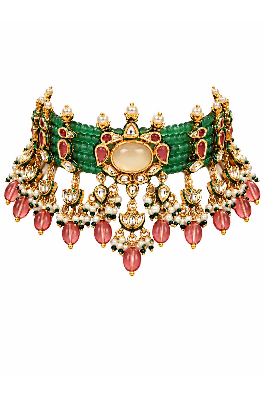 Kundan Beaded Choker Necklace & Earrings Set