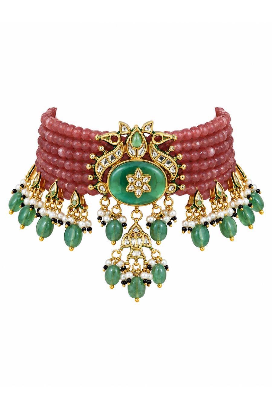 Kundan Beaded Choker Necklace & Earrings Set