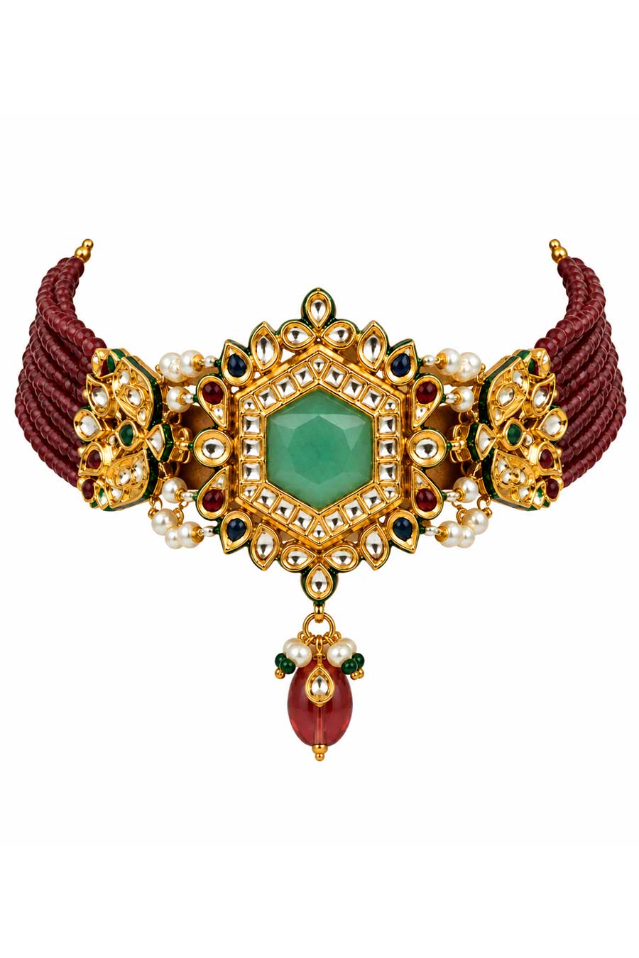 Kundan Hexagon Choker Necklace & Earrings Set