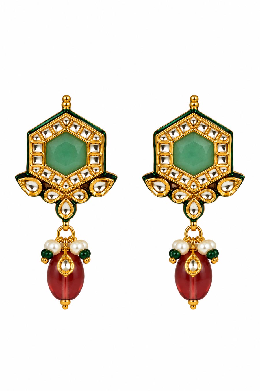 Kundan Hexagon Choker Necklace & Earrings Set