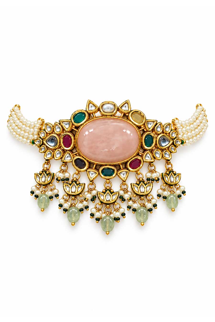 Kundan Stone Choker Necklace & Earrings Set