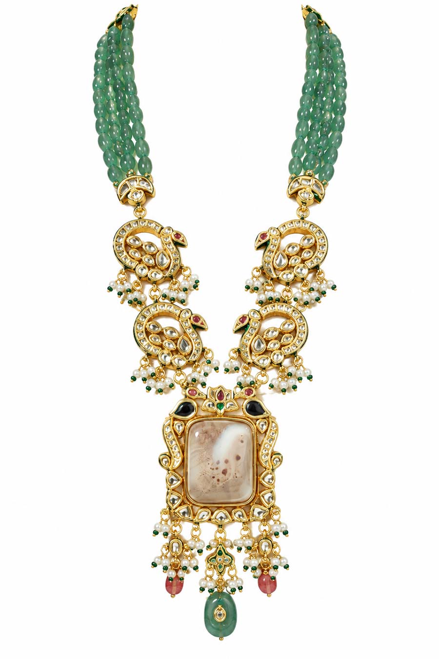 Kundan Beaded Long Necklace & Earrings Set