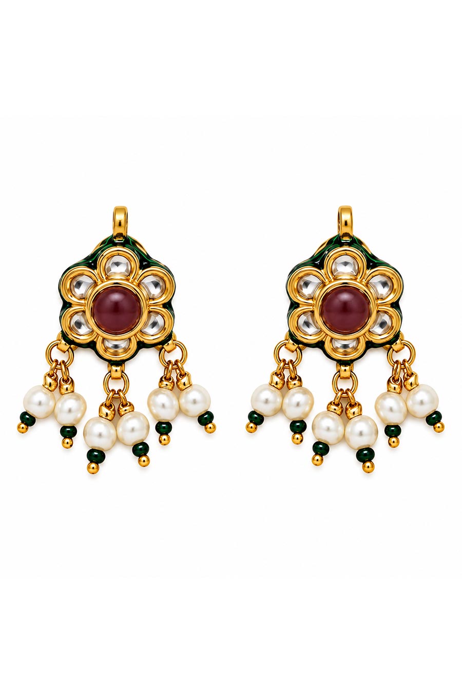Navratna Kundan Floral Necklace & Earrings Set