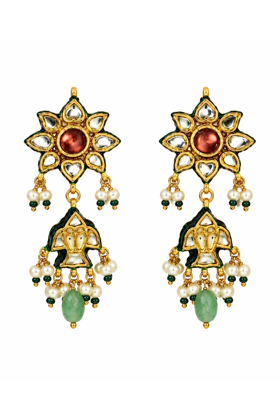 Navratna Kundan Pearl Choker Necklace & Earrings Set