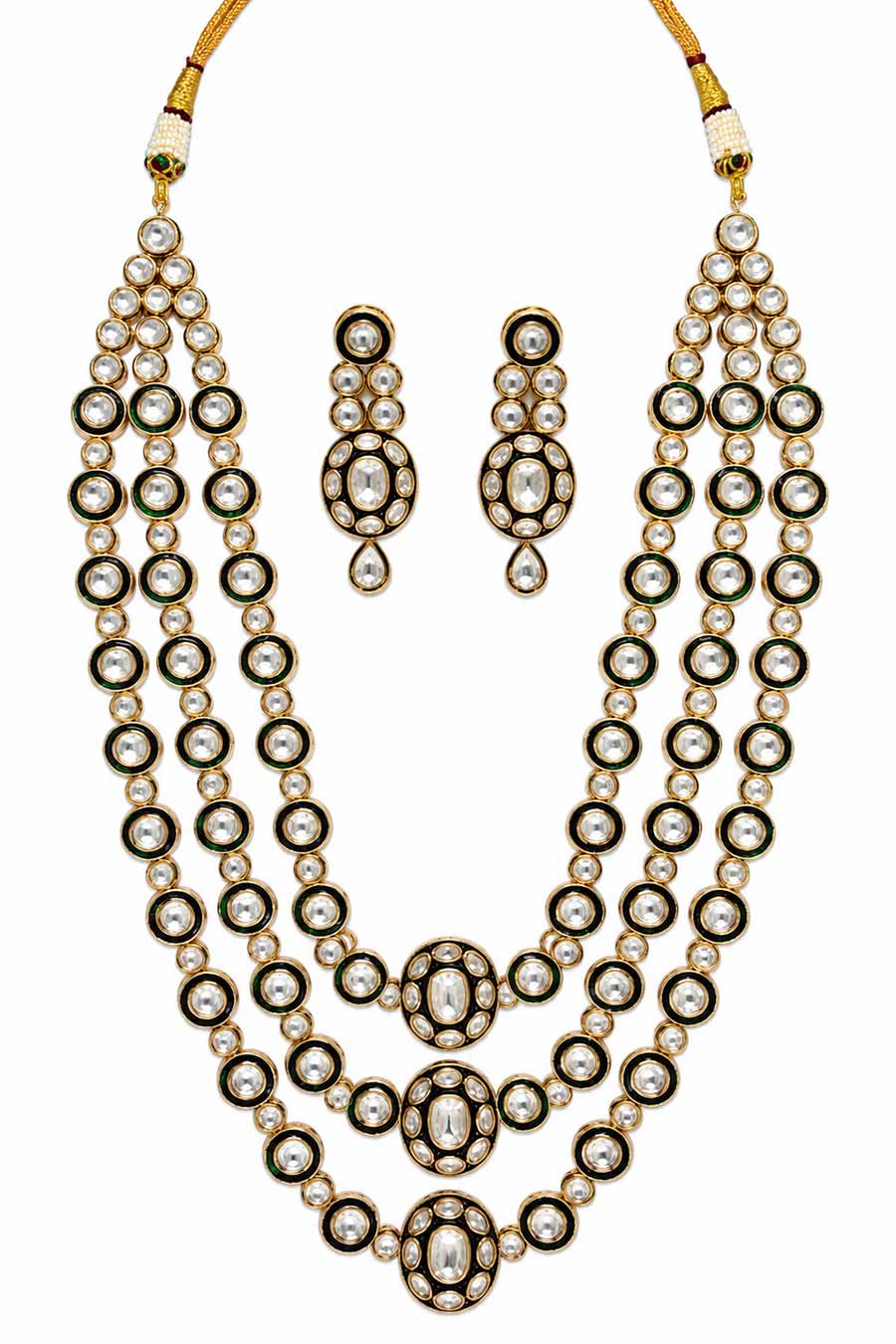 Moissanite Polki Layered Necklace & Earrings Set