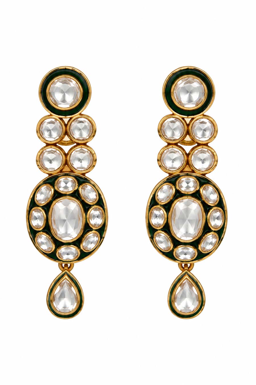 Moissanite Polki Layered Necklace & Earrings Set