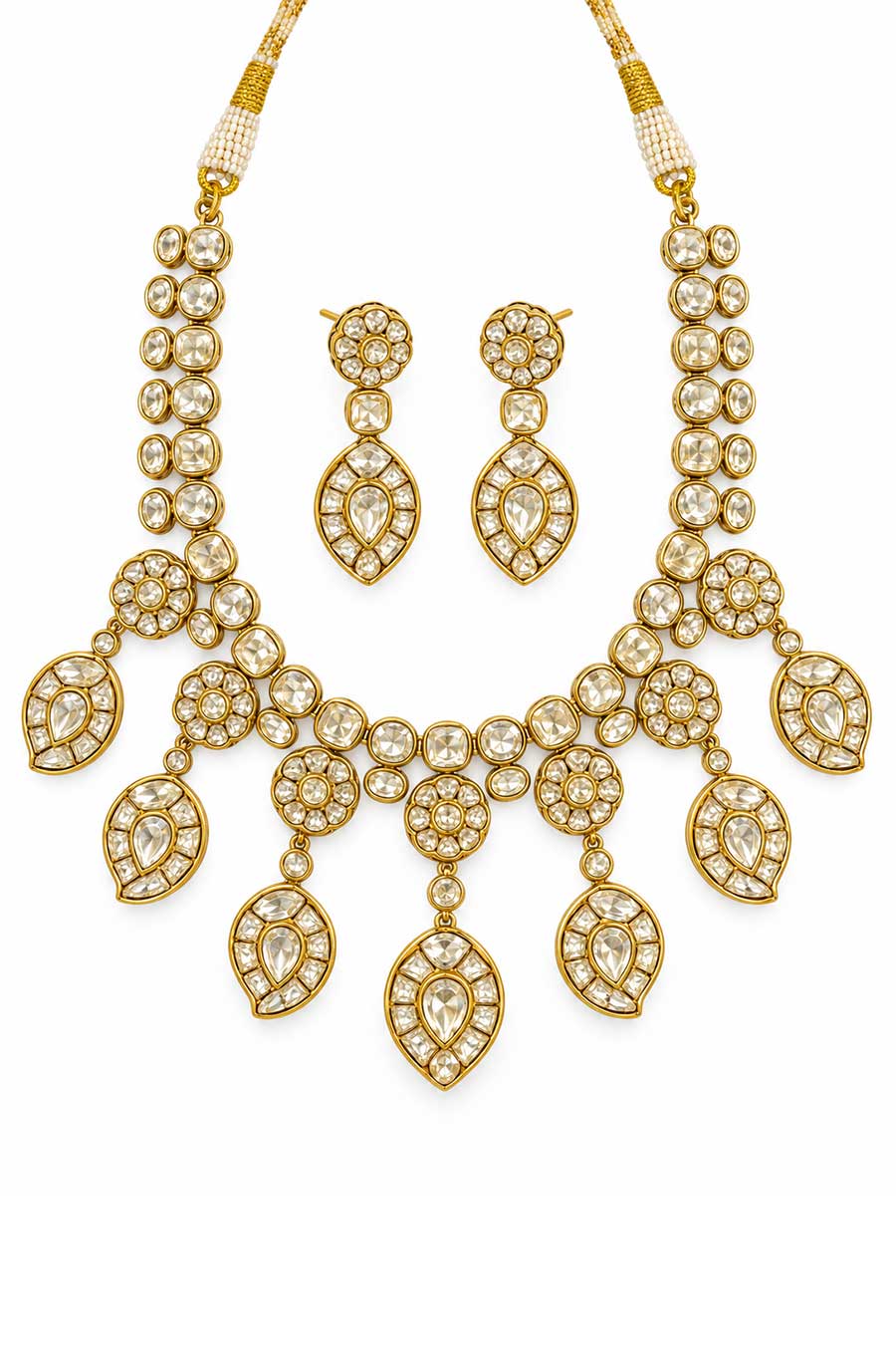 Moissanite Polki Necklace & Earrings Set
