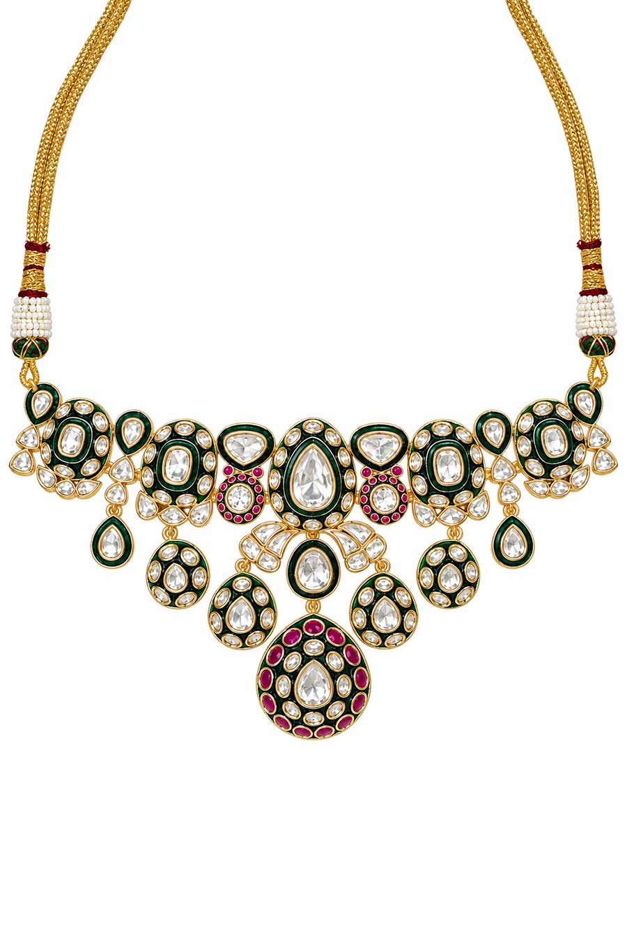 Ruby Polki Choker & Earrings Set With Maang Teeka