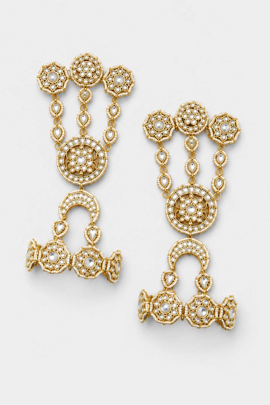 Polki Floral Motifs Bridal Haath Phool Bracelet