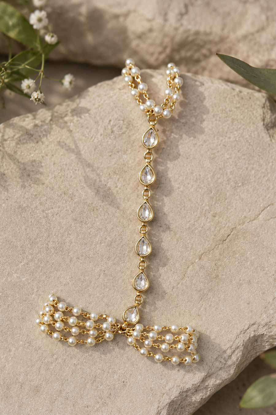 Pearl & Polki Bridal Haath Phool Bracelet