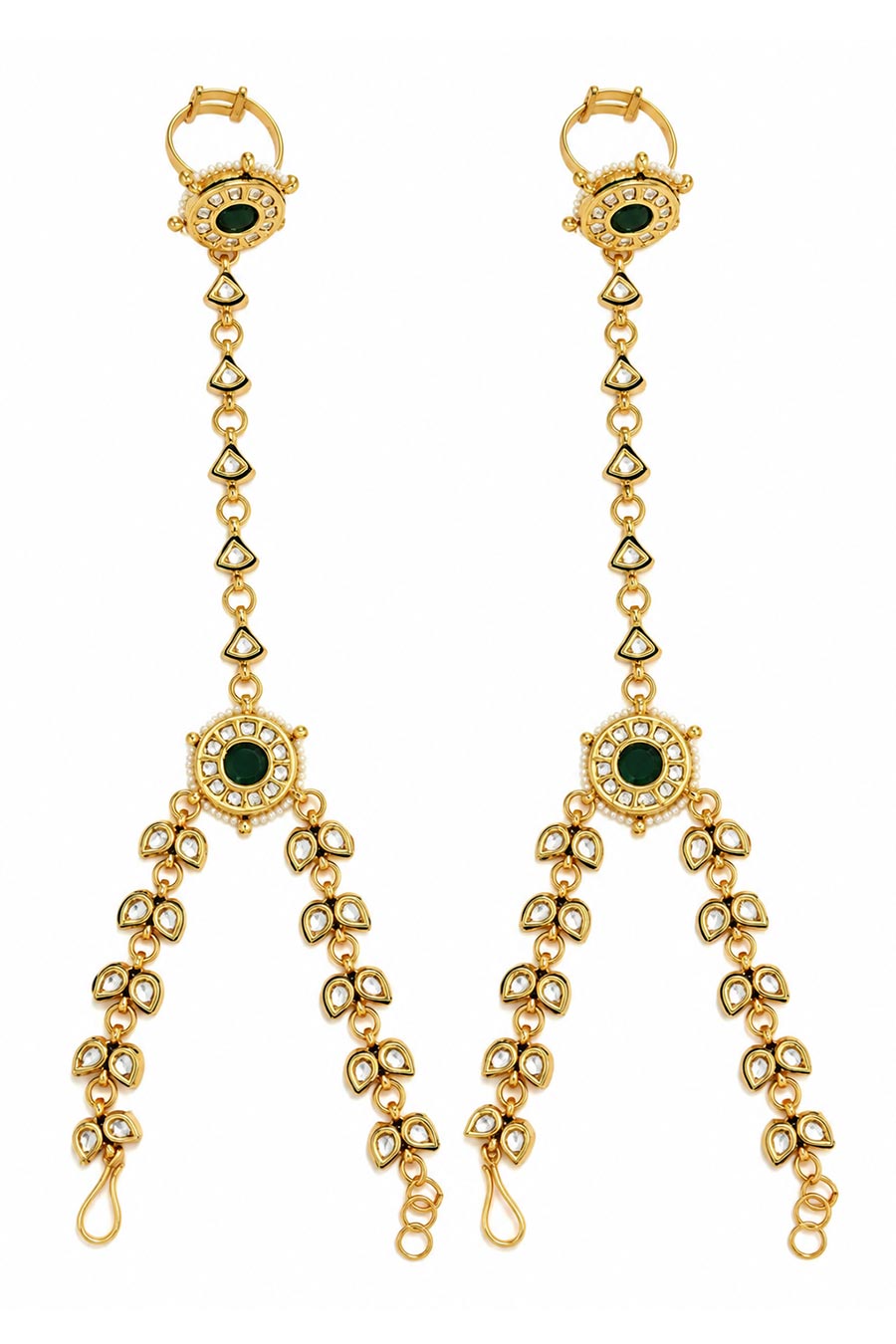 Kundan Pearl Chain Haathphool Set