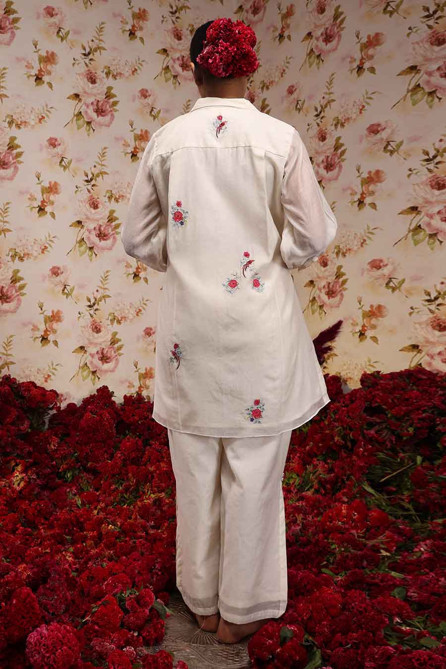 Ivory Chanderi Silk Embroidered Shirt & Pant Set