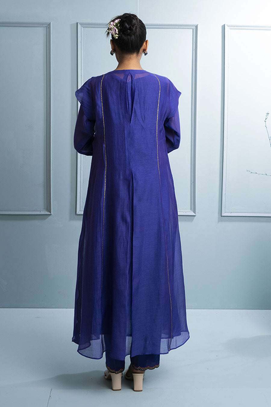 Purple Kalidar Embroidered Kurta Set
