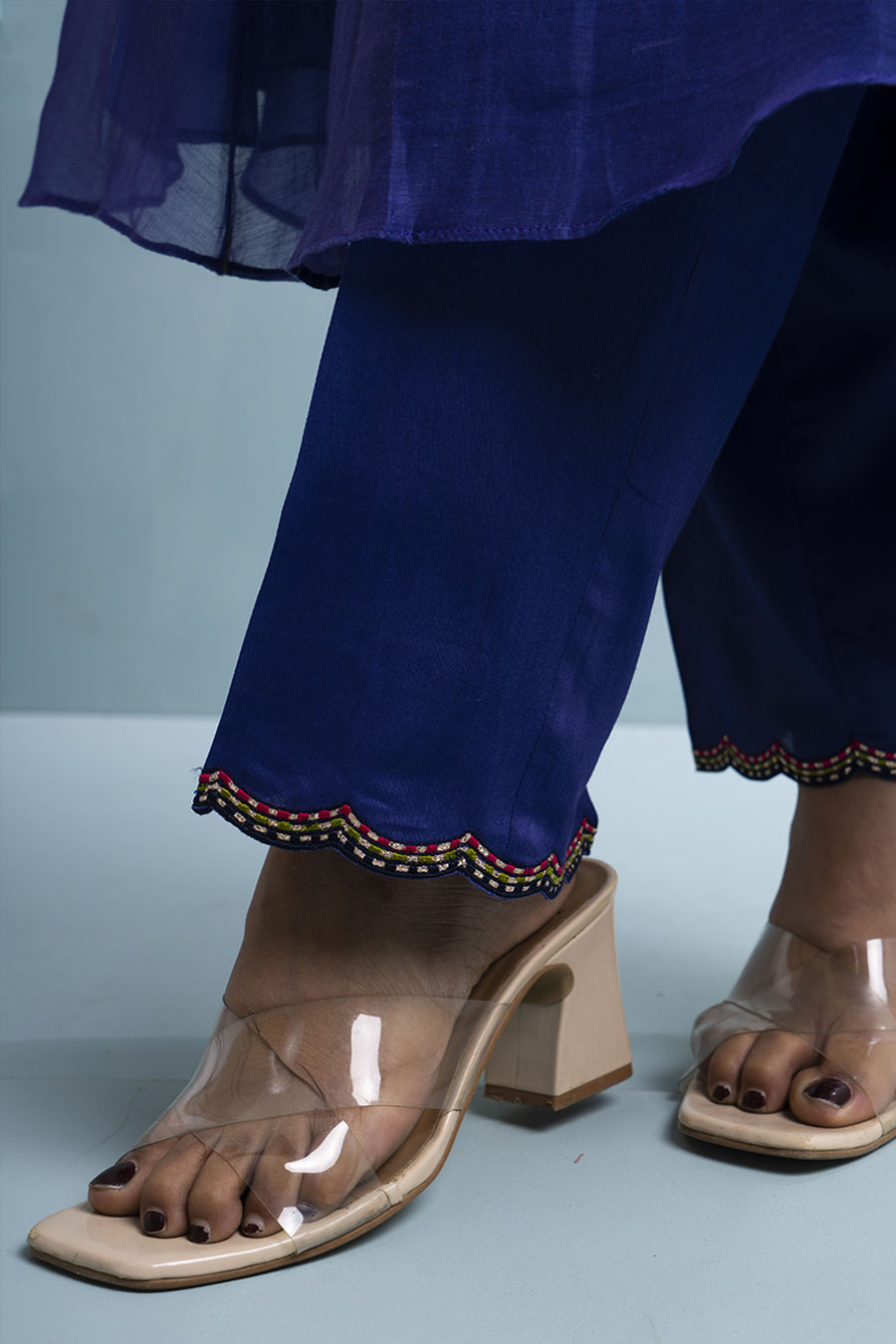 Purple Kalidar Embroidered Kurta Set