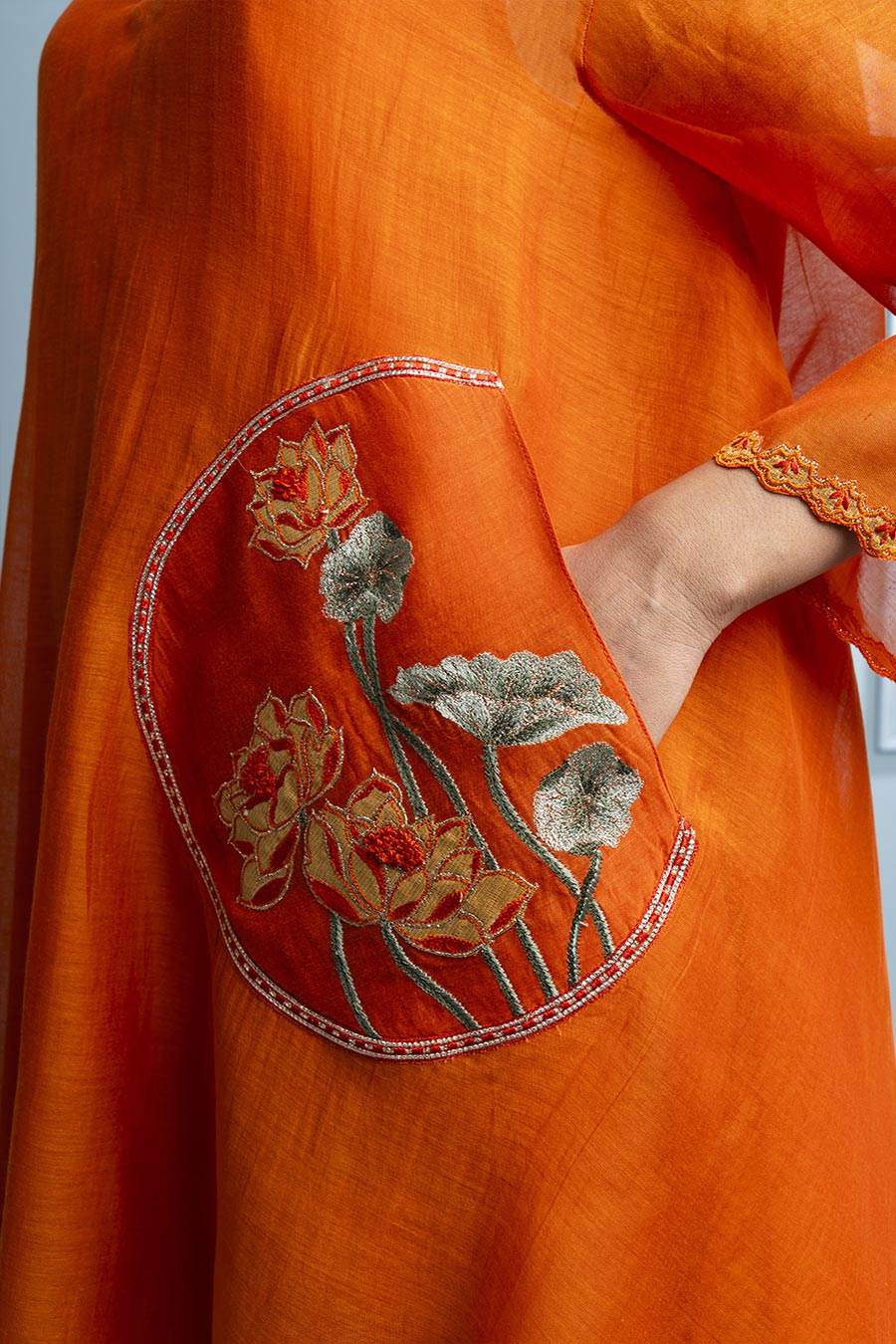 Orange Asymmetric Tunic & Pant Co-Ord Set