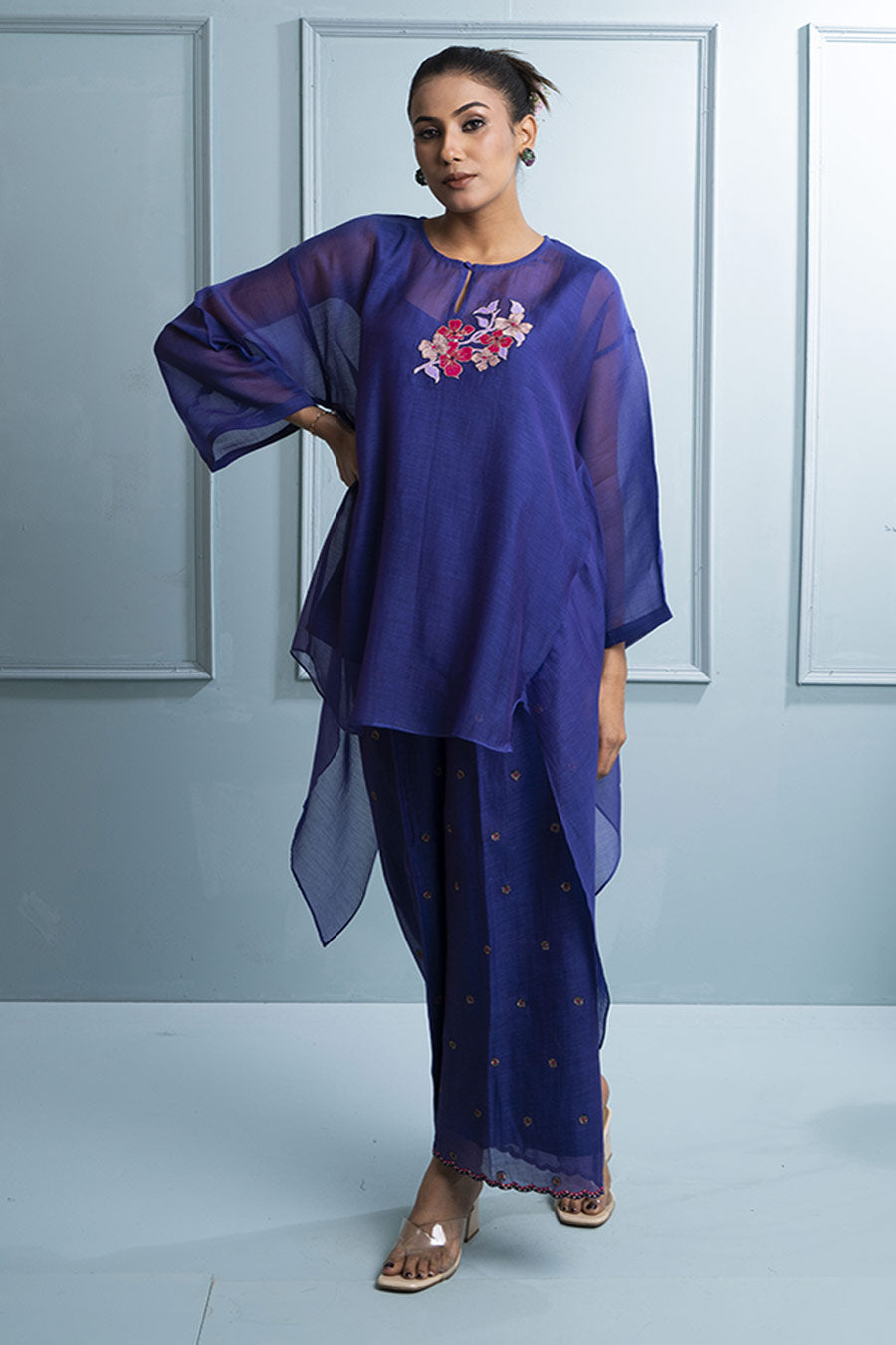 Purple Asymmetric Tunic & Pant Co-Ord Set
