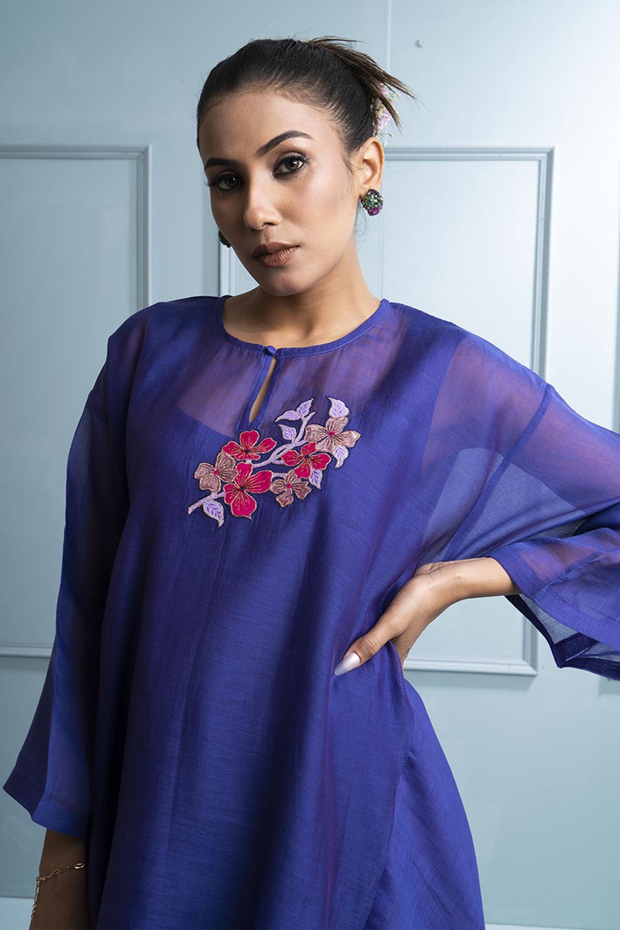 Purple Asymmetric Tunic & Pant Co-Ord Set