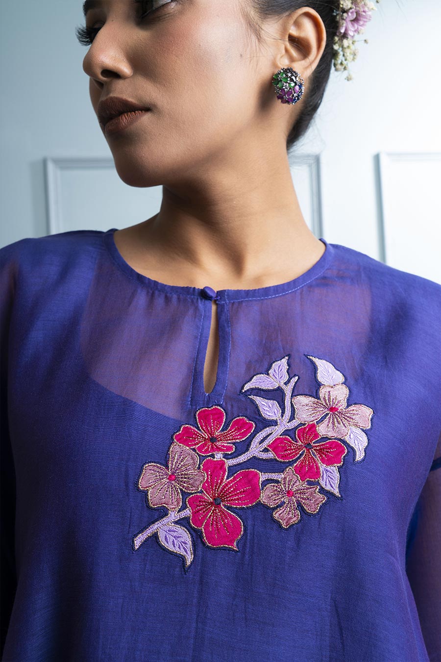 Purple Asymmetric Tunic & Pant Co-Ord Set