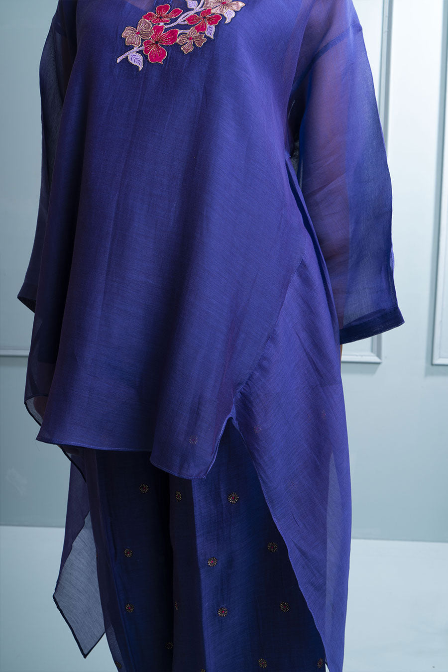 Purple Asymmetric Tunic & Pant Co-Ord Set