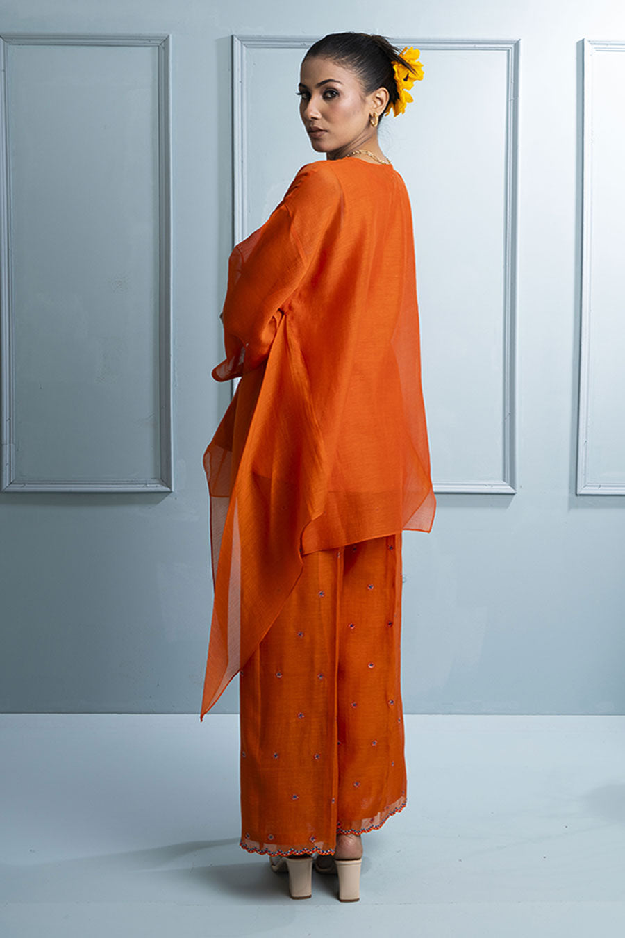 Orange Asymmetric Tunic & Pant Co-Ord Set