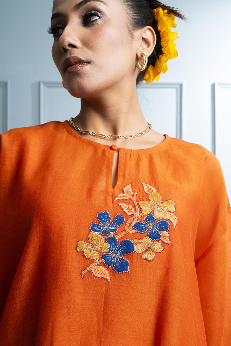 Orange Asymmetric Tunic & Pant Co-Ord Set