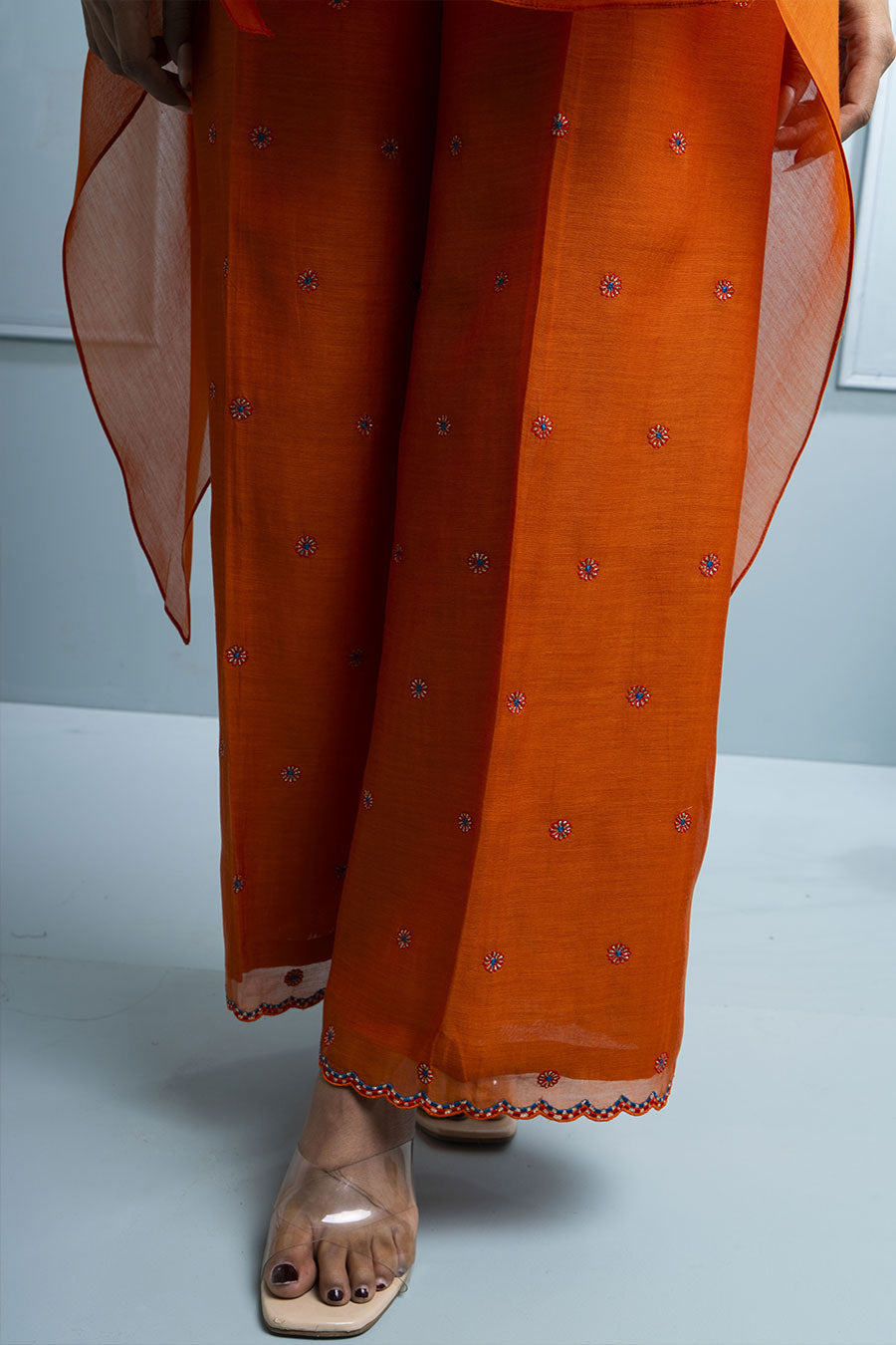 Orange Asymmetric Tunic & Pant Co-Ord Set