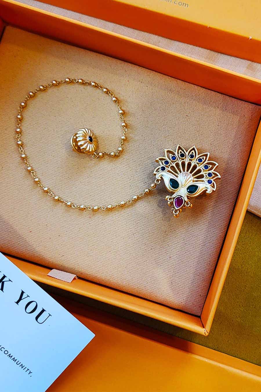 Peacock's Glory 22kt Gold Plated Brooch Pin