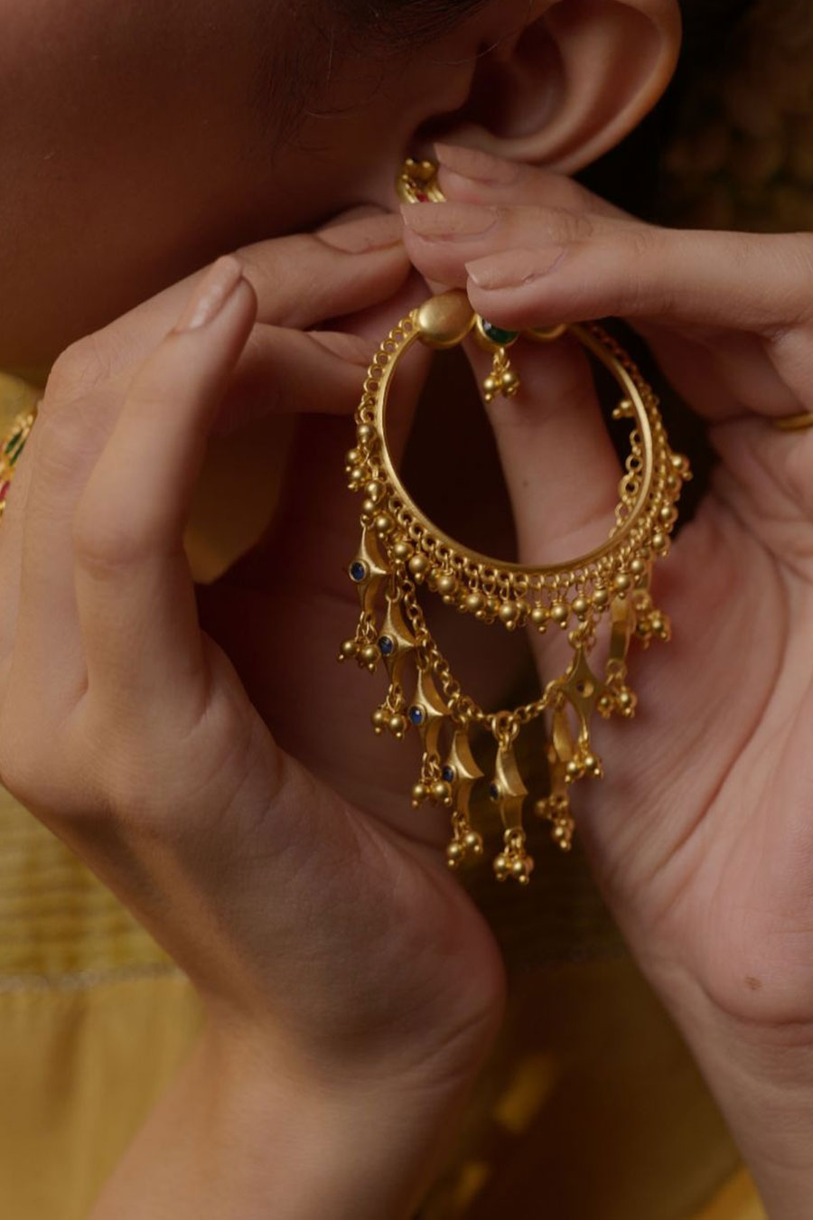 Poetic Dance 22kt Gold Plated Hoop Earrings