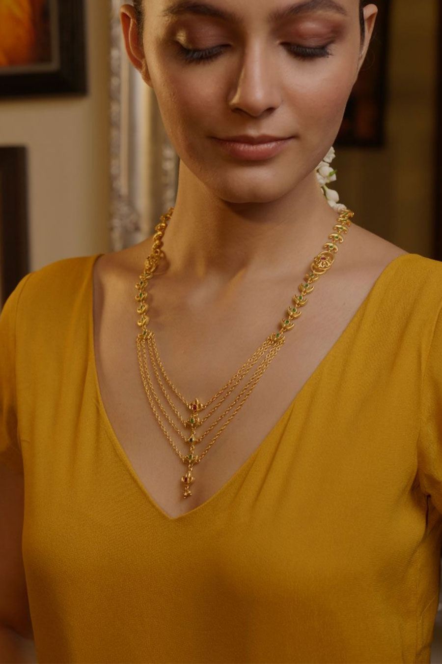 Rajwada Glory 22kt Gold Plated Layered Necklace
