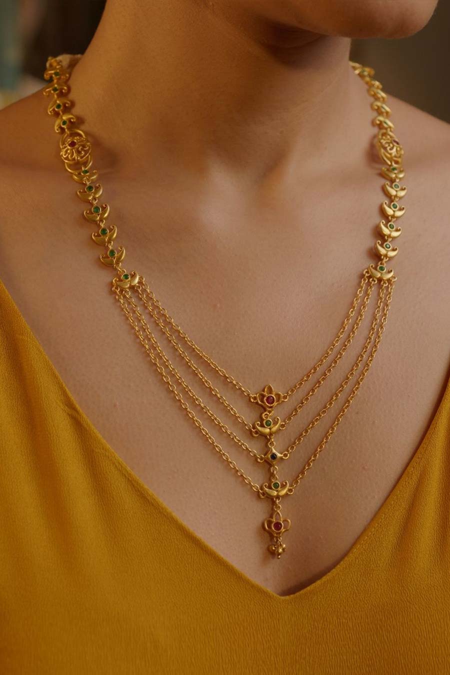 Rajwada Glory 22kt Gold Plated Layered Necklace