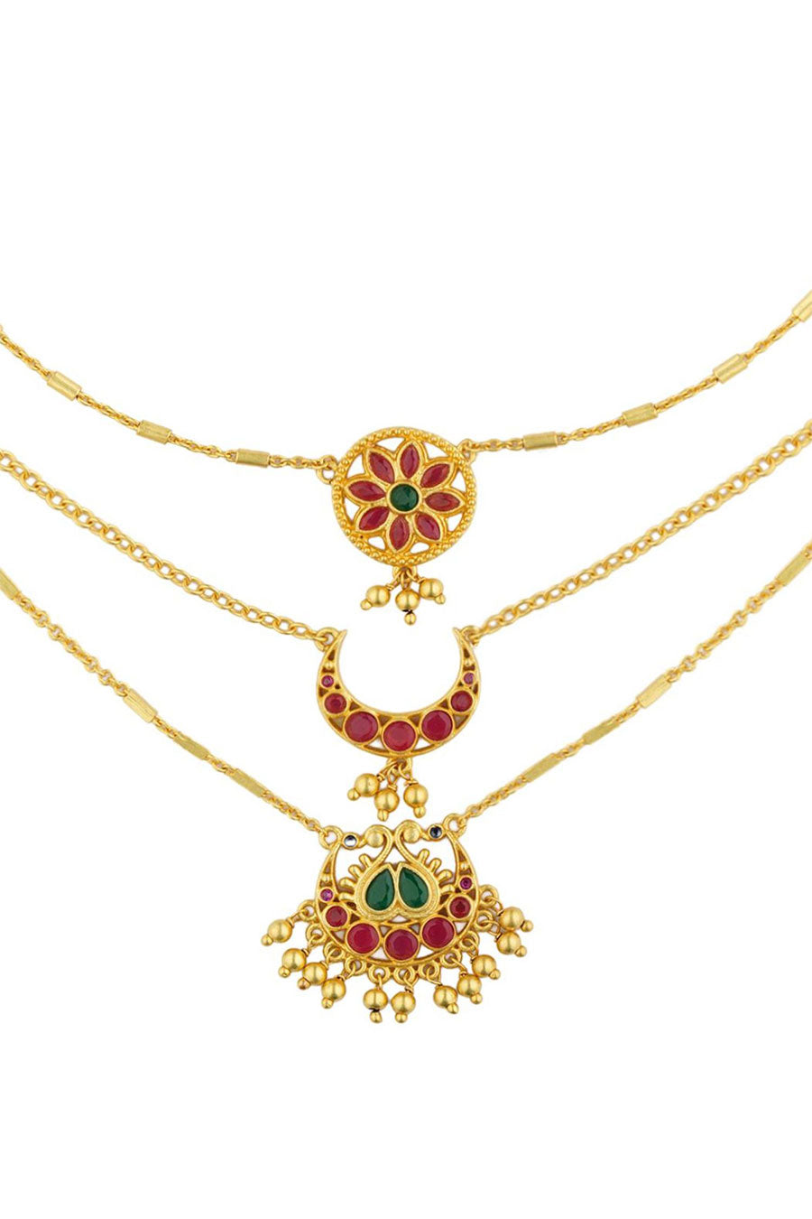 Moon and Blooms 22kt Gold Plated Layered Necklace