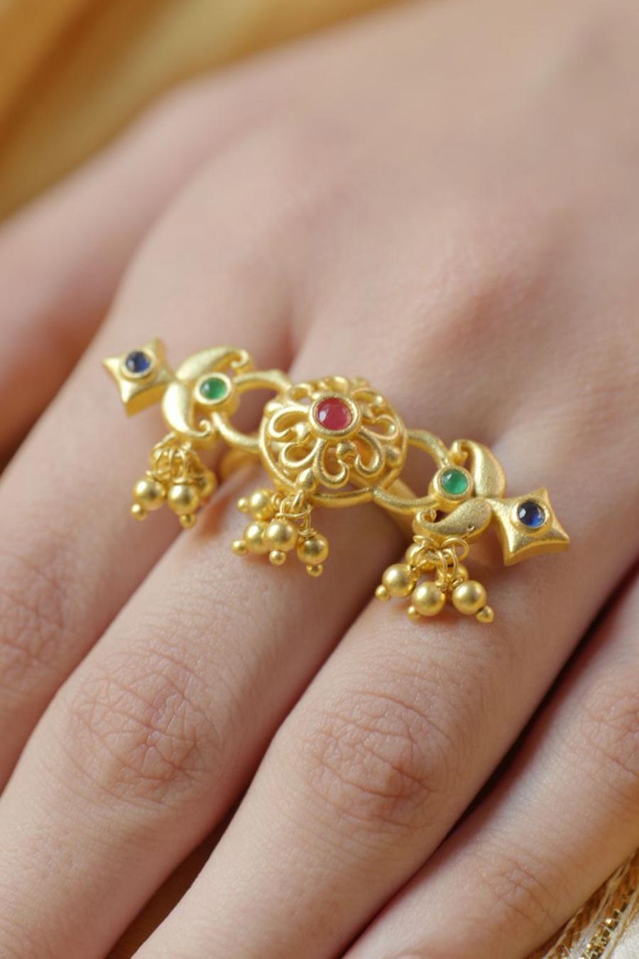 Floral Charm 22kt Gold Plated Ring