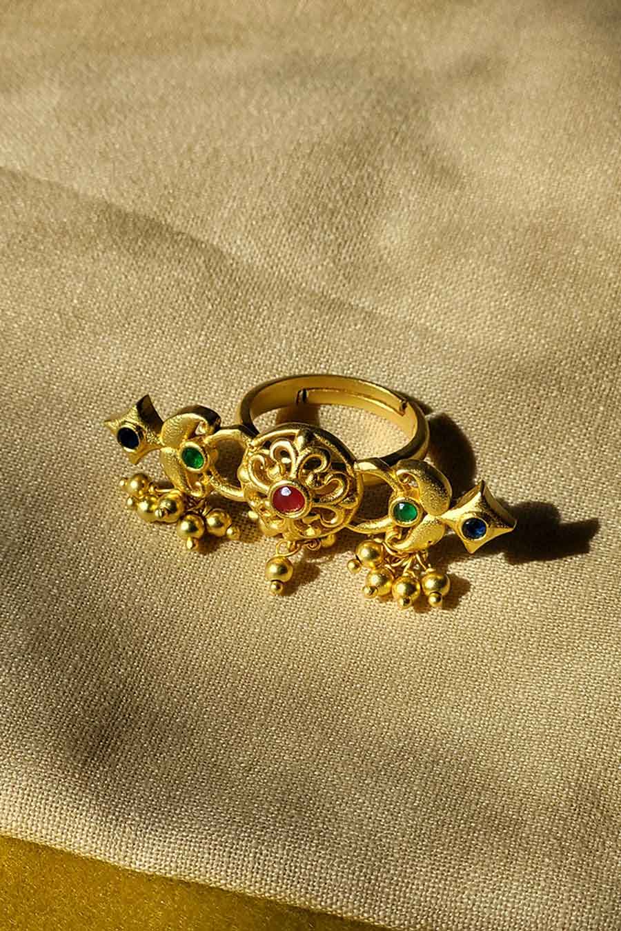 Floral Charm 22kt Gold Plated Ring