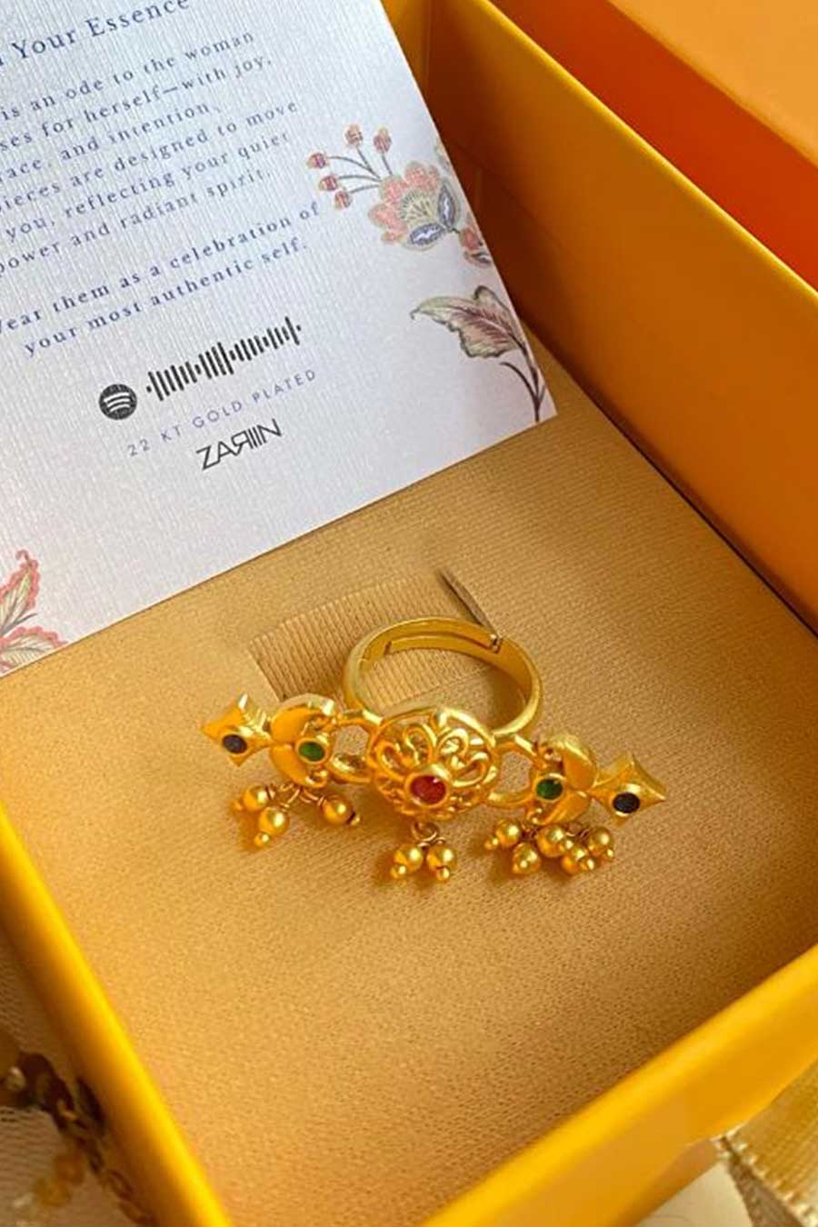 Floral Charm 22kt Gold Plated Ring