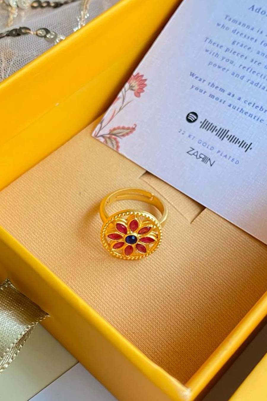 Flower of Passion 22kt Gold Plated Ring