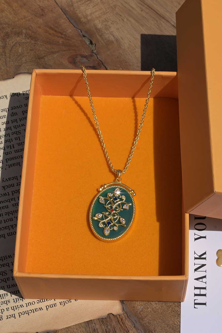 Onyx Refection Of You Gold Plated Pendant Necklace