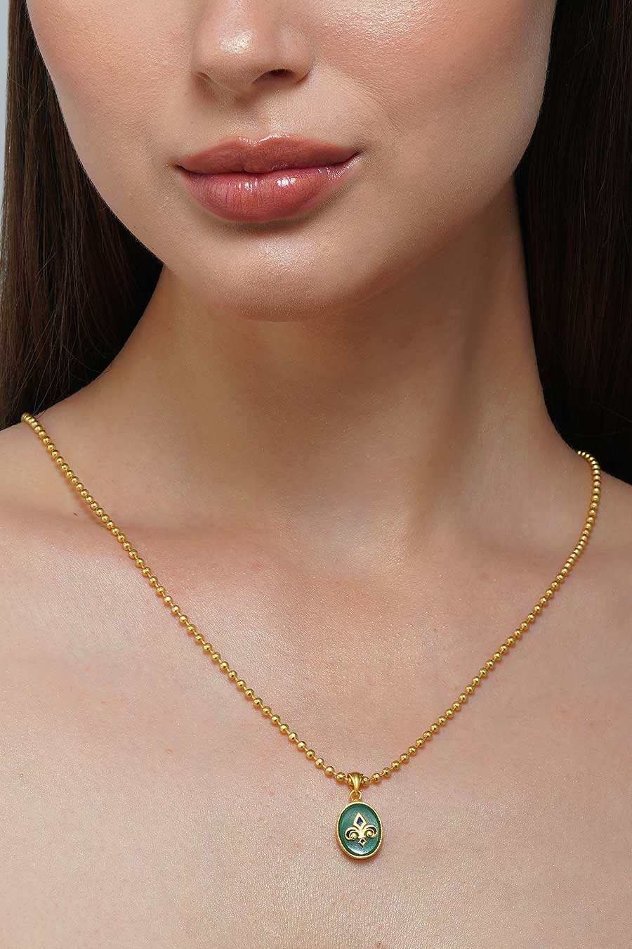 Onyx In Her Footsteps Gold Plated Pendant Necklace