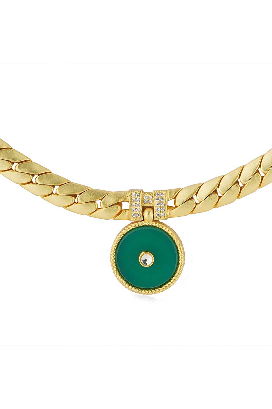 Onyx Modern Begum Gold Plated Pendant Necklace