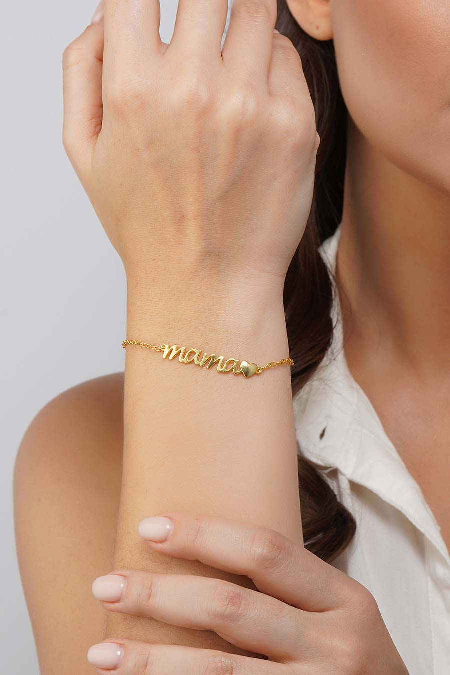 Gold Plated Mama Badge Cuff Bracelet