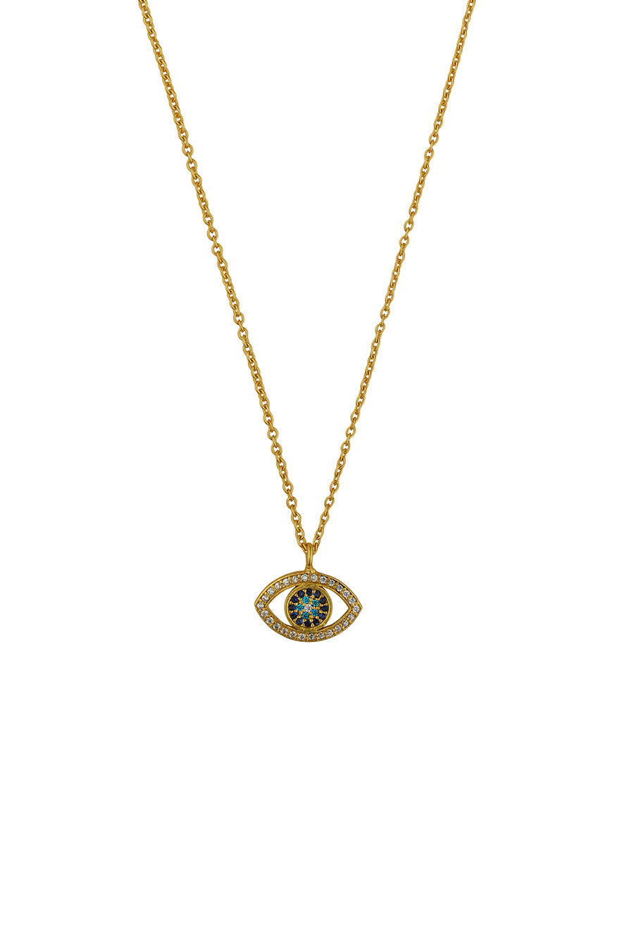 Gold Plated Sparkling Evil Eye Pendant Necklace